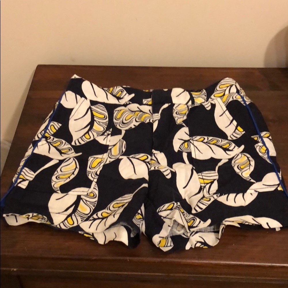 J crew linen navy white design shorts size 0
